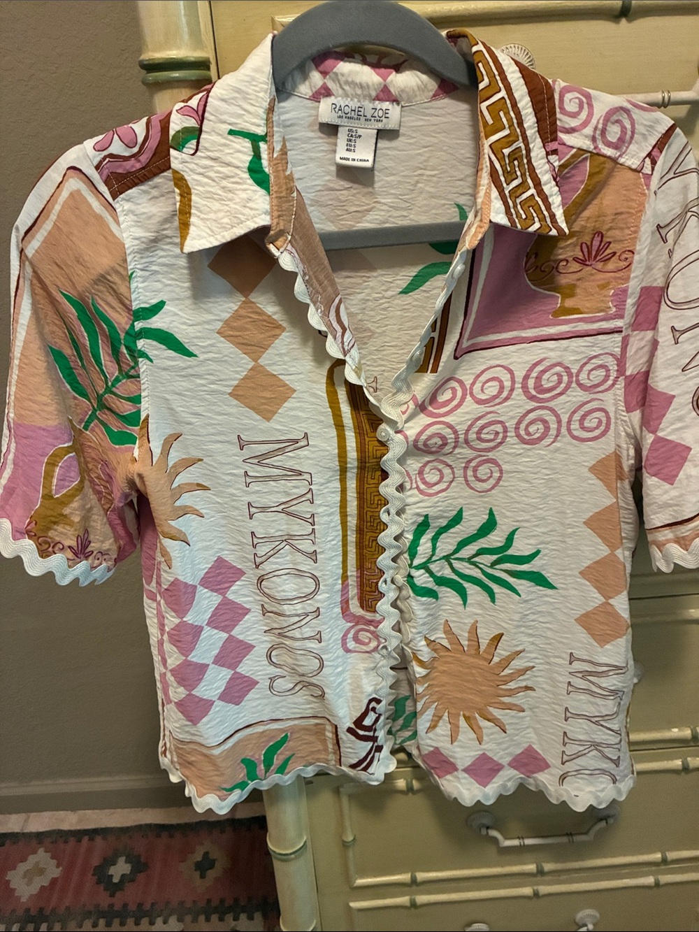 Rachel Zoe Girls' Pink & Cream Patterned Short-Sleeve Top